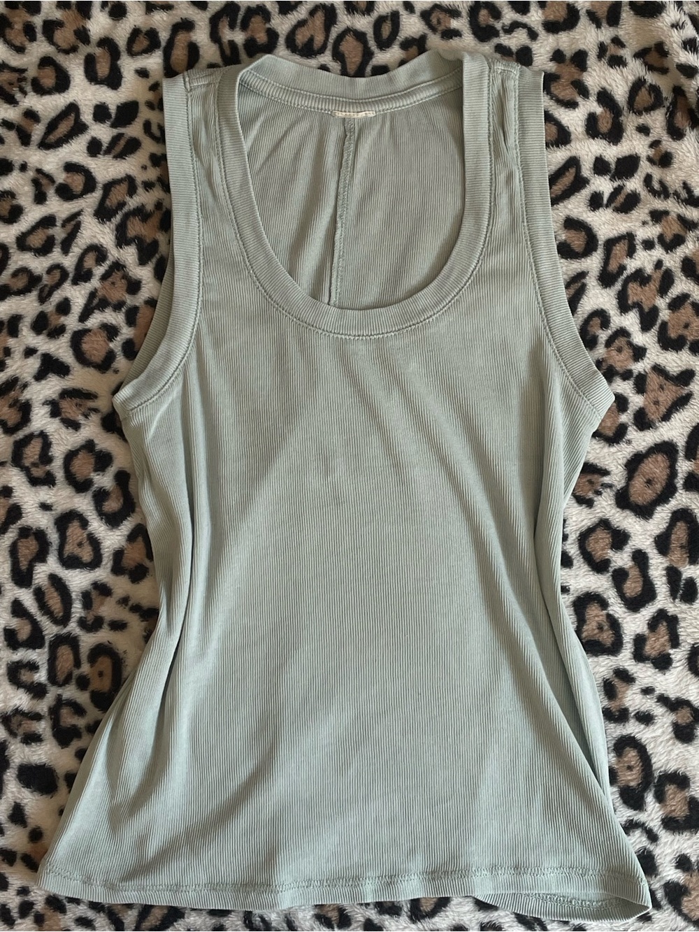 ♡ Grey-ish Teal Ribbed Tank Top